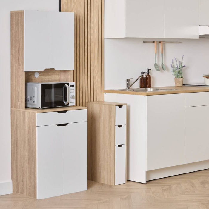 Buffet de cuisine 4 portes Eat up blanc et bois