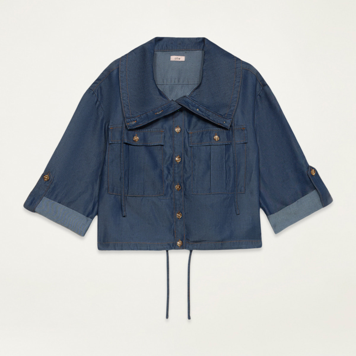 Oltre - Chaqueta desestructurada boxy en tencel - Azul