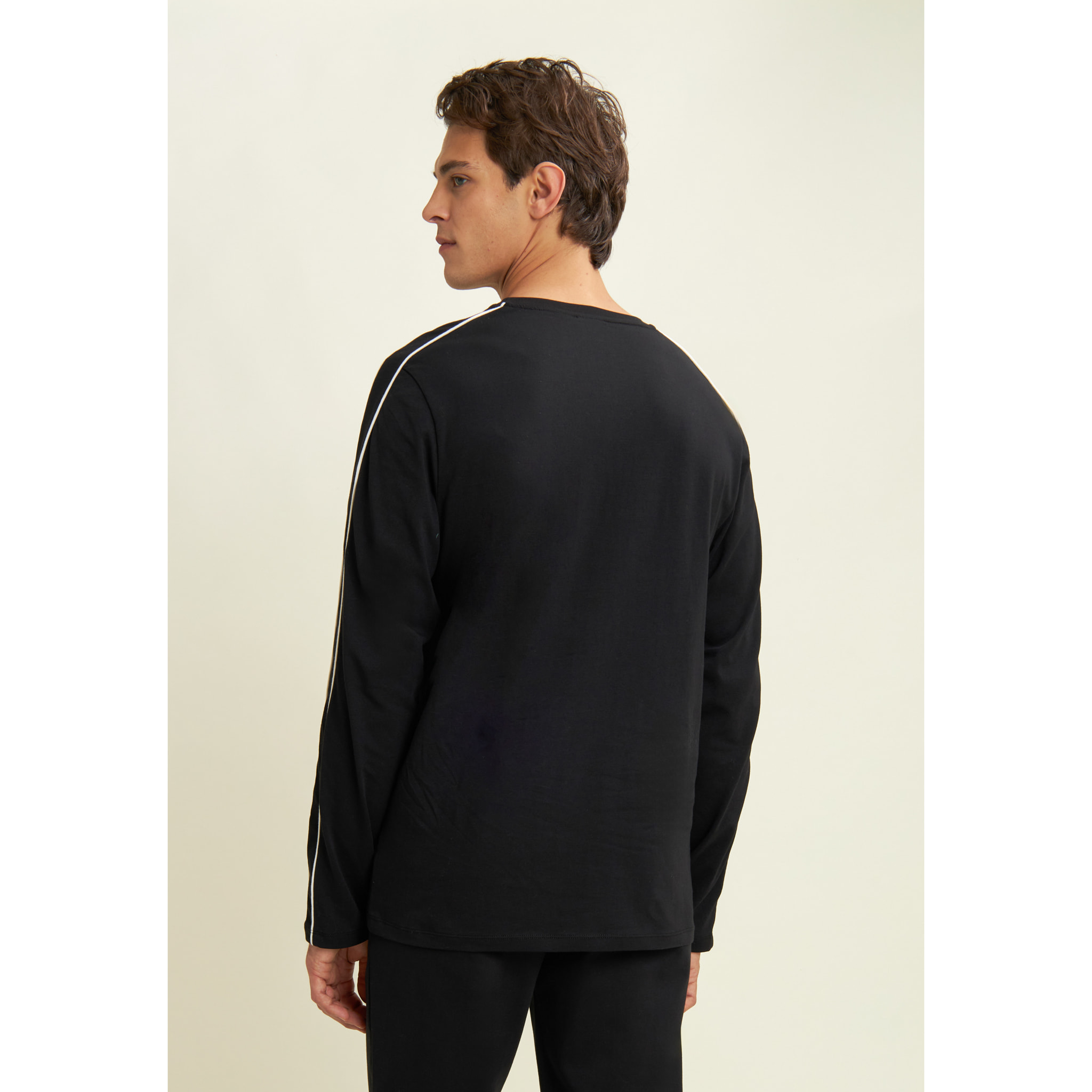 T-shirt manica lunga in jersey con cuciture a contrasto