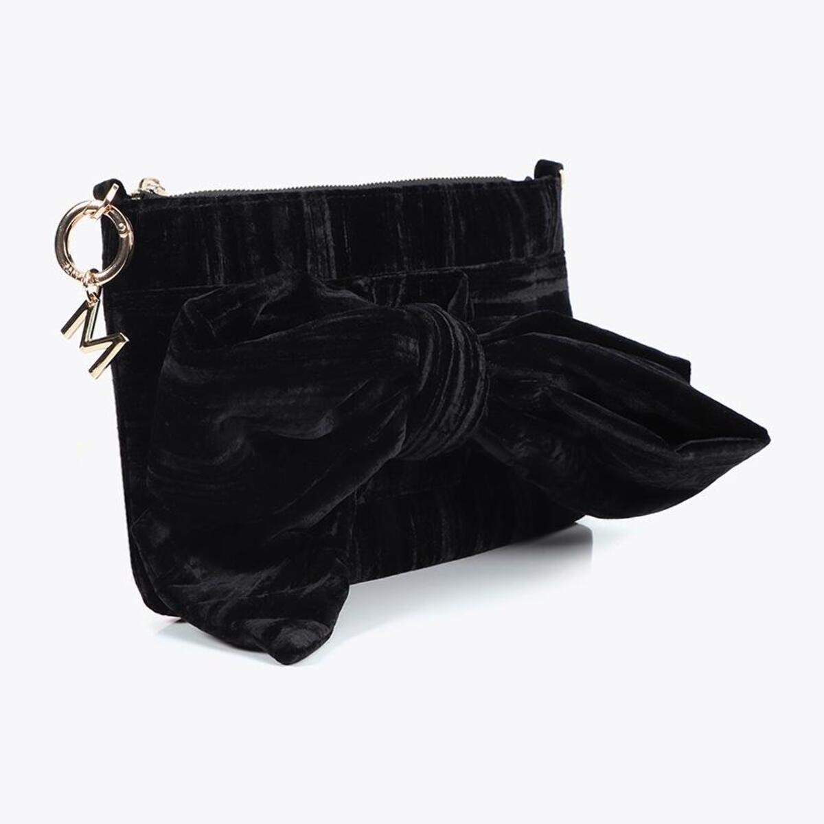 Borsa in velluto con fiocco frontale