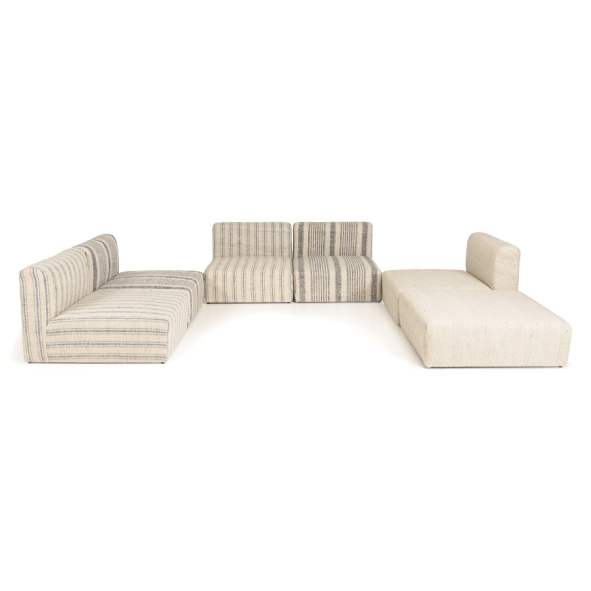 GLORIA - Canapé modulable 6 pièces en coton gris et beige
