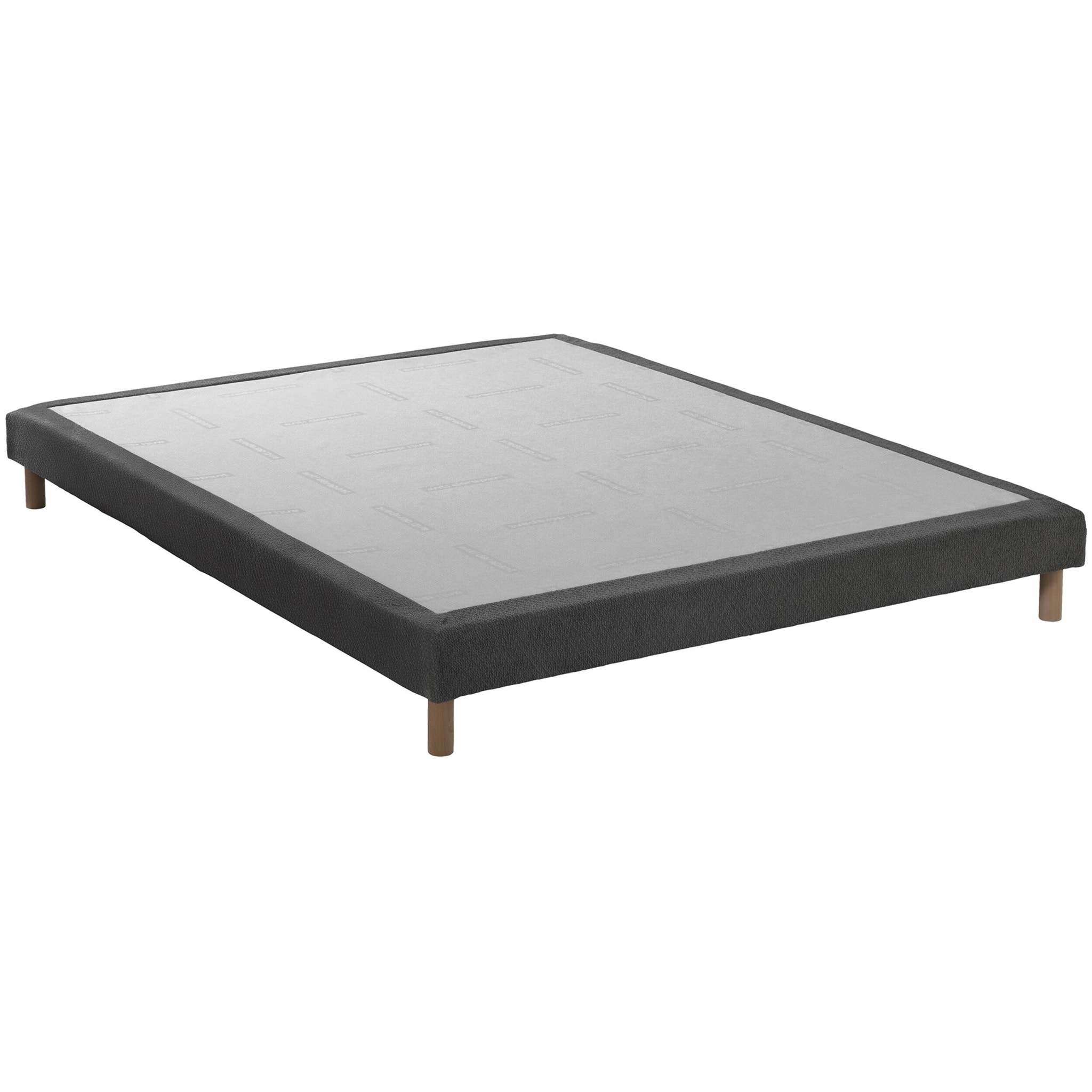 Sommier tapissier Eden gris anthracite, bois massif, chenille bouclettes