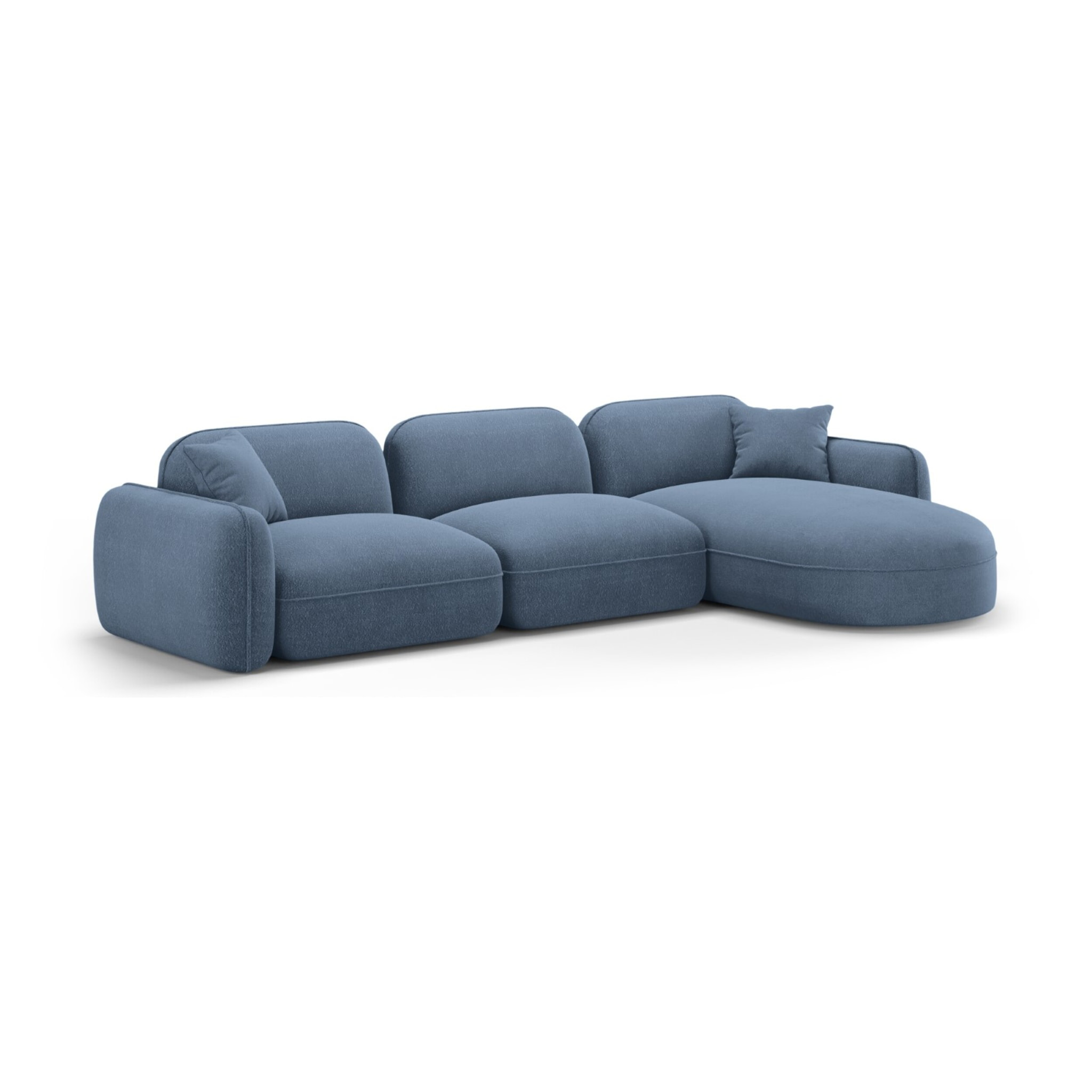 Canapé d'angle droit modulable "Lucien" 4 places en velours blue jeans