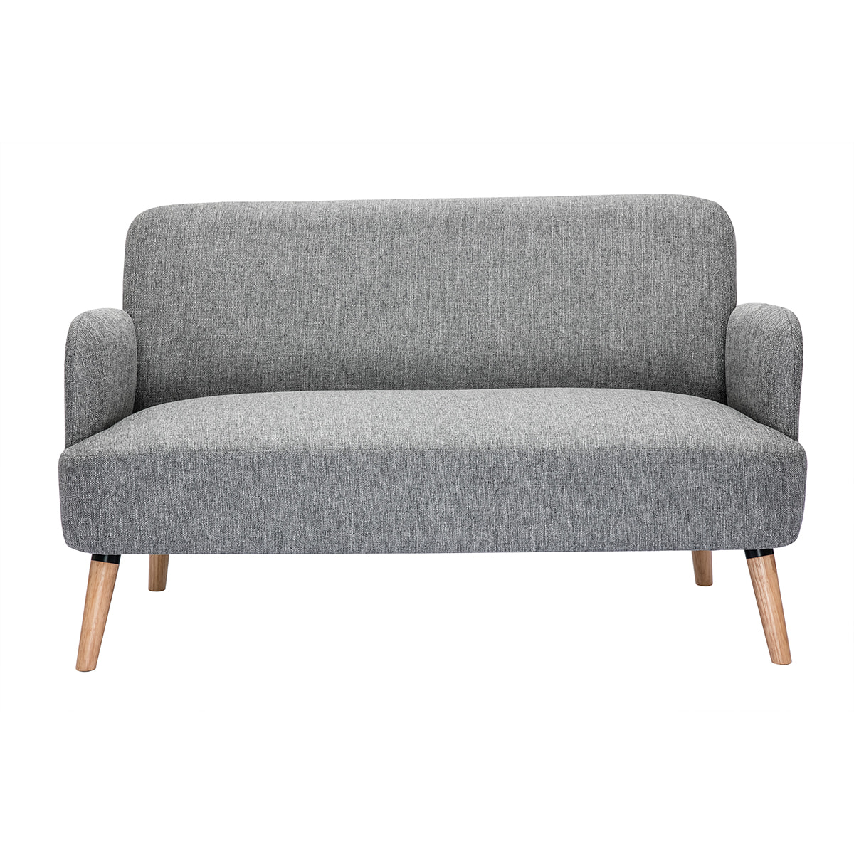 Canapé scandinave 2 places en tissu gris clair et bois clair ISKO