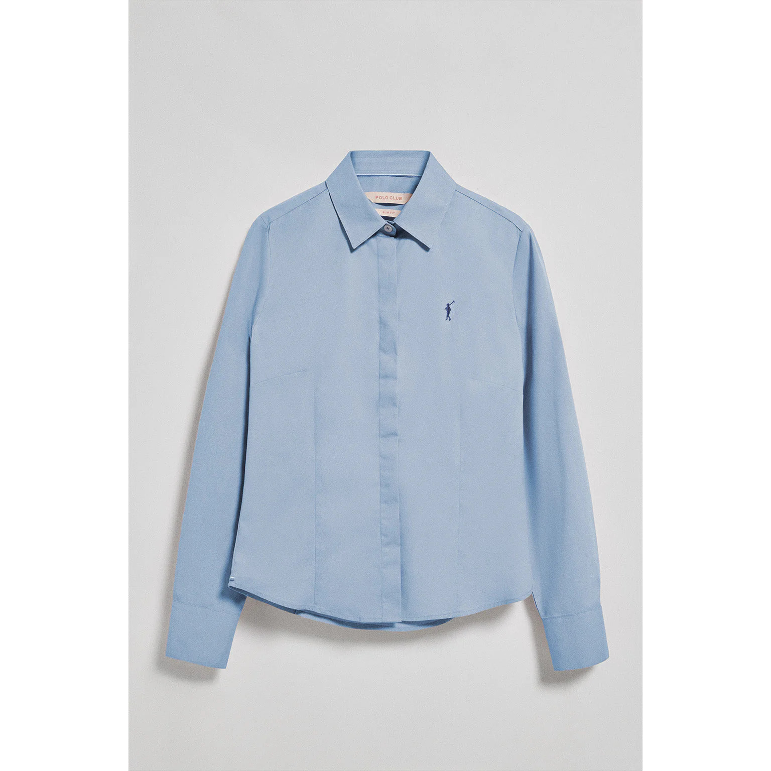 Camisa slim de popelín azul celeste con logo bordado Rigby Go