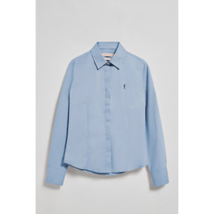 Camisa slim de popelín azul celeste con logo bordado Rigby Go