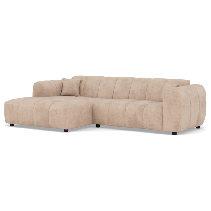 Curtis - canapé d'angle gauche 4 places en simili - Beige