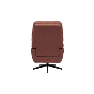 Fauteuil pivotant en tissu chenille terre brûlée et métal noir JONAH