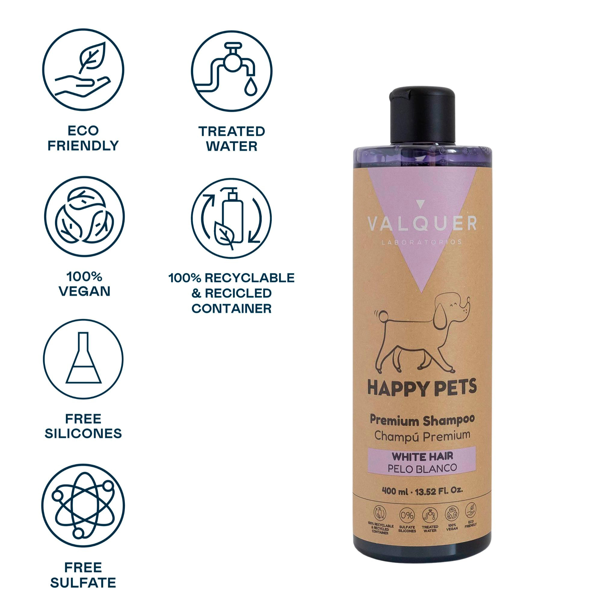 Champú Premium para Mascotas de Pelo Blanco - 400 ml