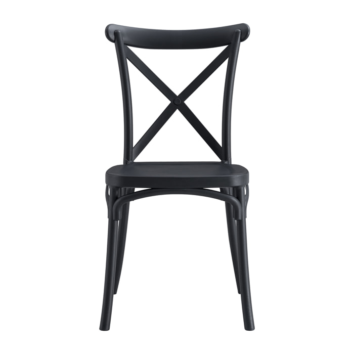 Set da, 4 Sedia Cross In Polipropilene Antracite per soggiorno, cucina e arredo bar