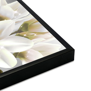 Affiche encadrée fleurs blanches lumineuses Affiche + cadre en métal - Noir