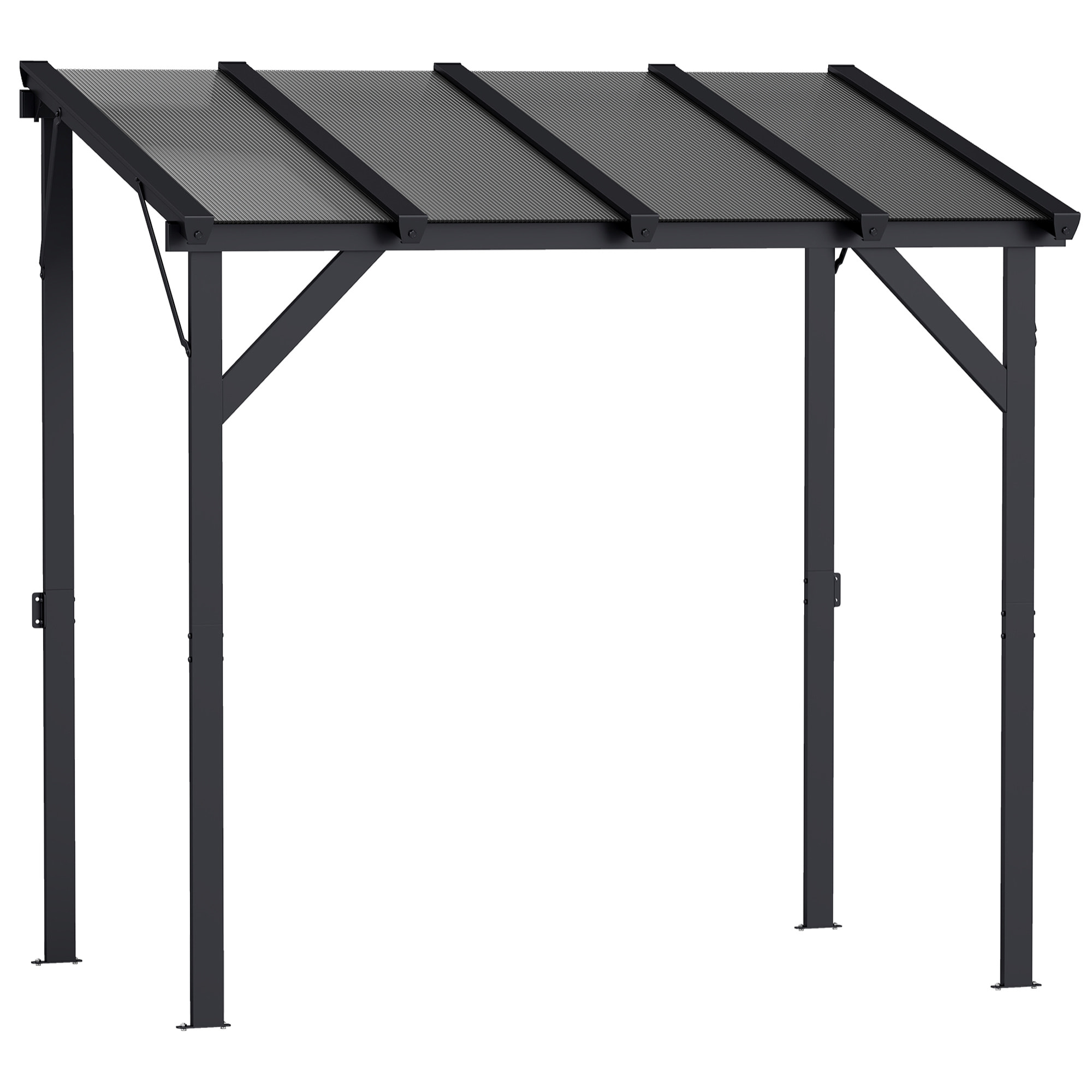 Pergola adossable barbecue acier alu polycarbonate