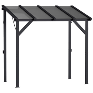 Pergola adossable barbecue acier alu polycarbonate