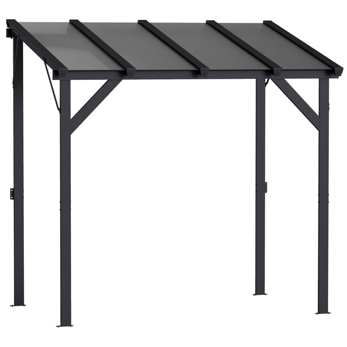 Pergola adossable barbecue acier alu polycarbonate