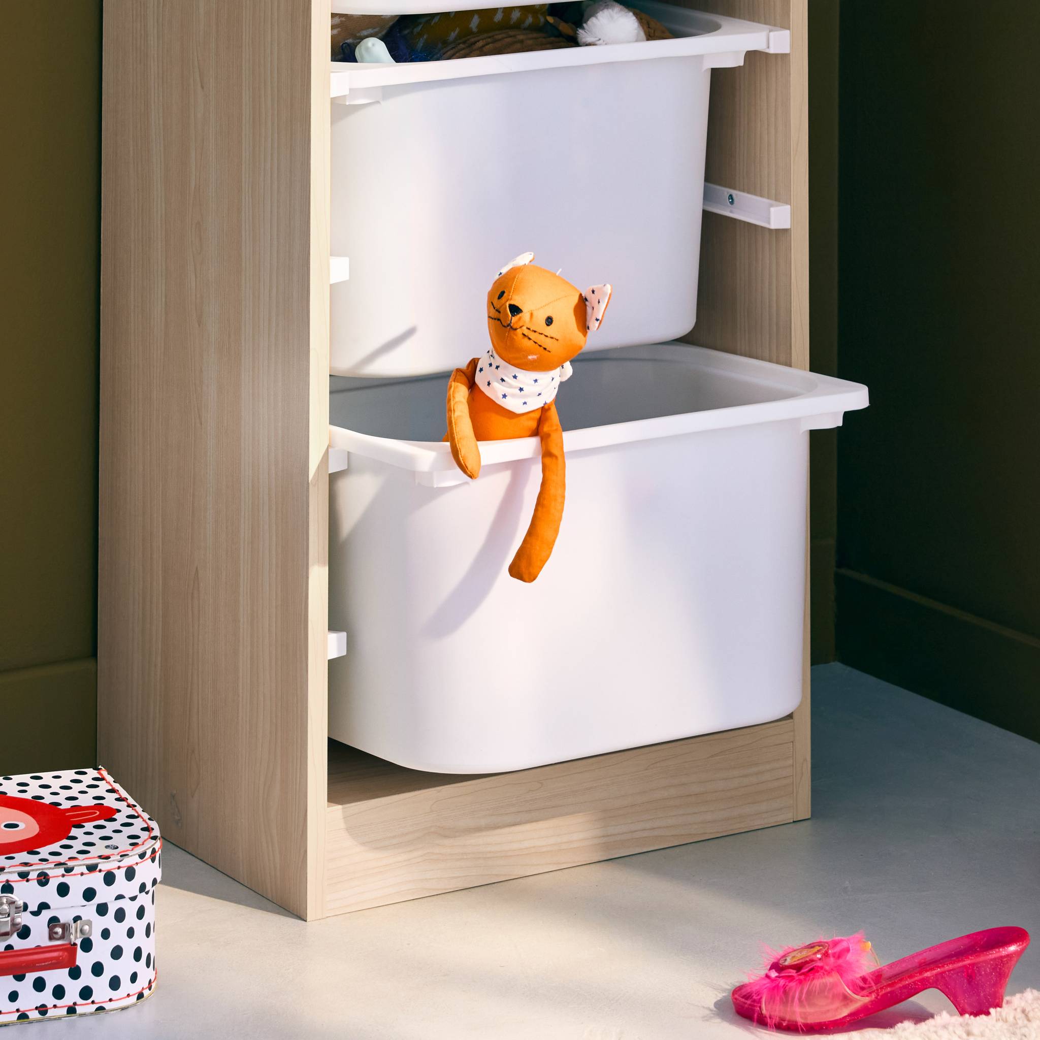 Meuble de rangement enfant 4 bacs de rangement SORA