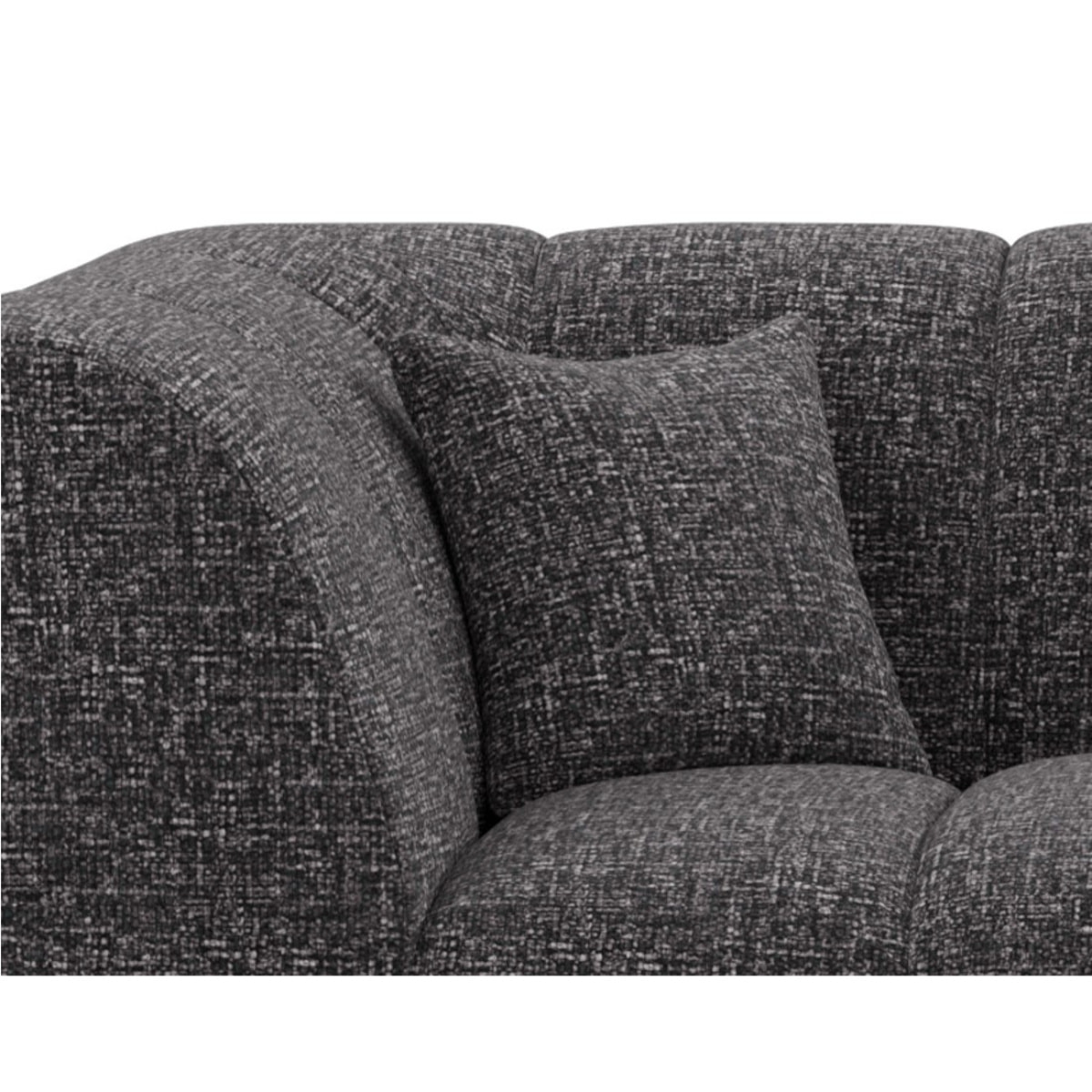 Curtis - canapé d'angle droit 4 places avec accoudoir en tissu texturé - Gris foncé