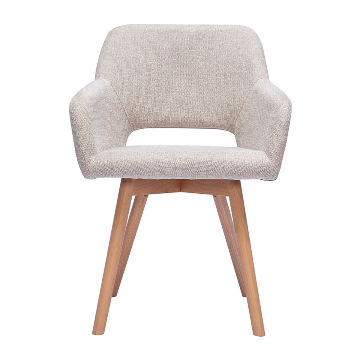Chaises en tissu effet velours texturé beige et bois clair (lot de 2) LAURETTE
