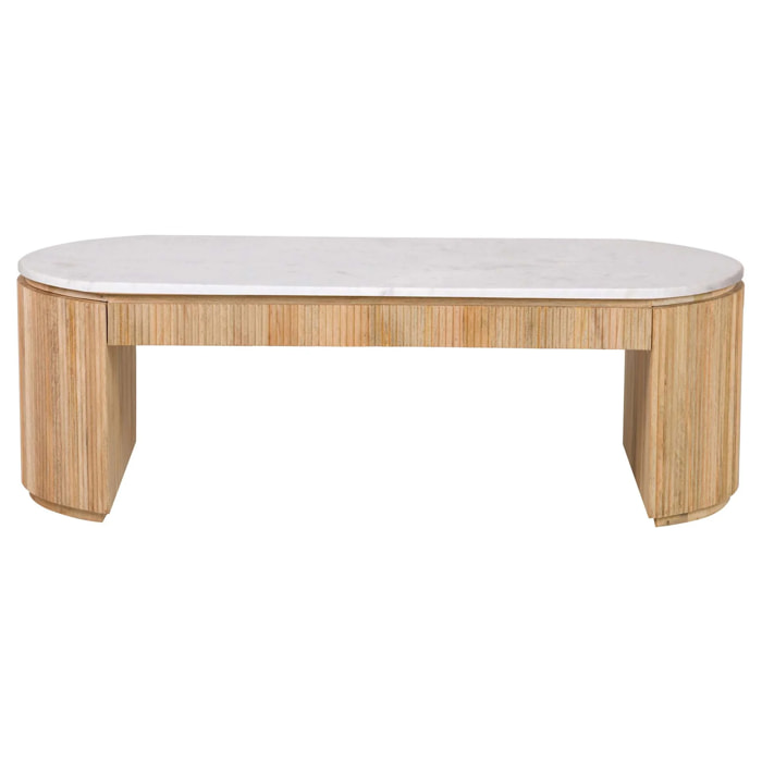 Mesa Centro Madera Mango Marmol Tyla 140x70x45 Cm