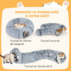 Panier tunnel chat 2 en 1 coussin amovible lavable jeu boule intégrés