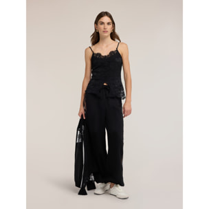 Motivi - Top in pizzo con spacco frontale - Nero