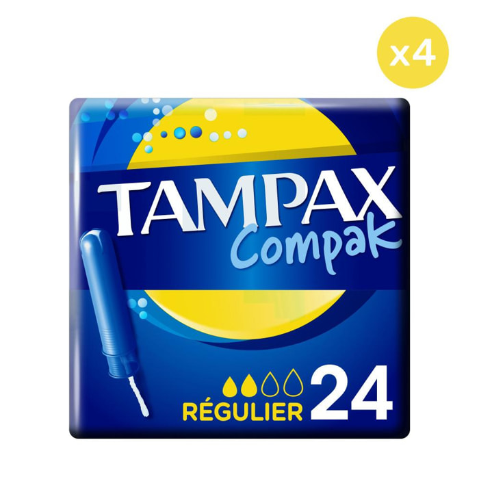 4x24 Tampax Compak Regular Tampons Avec Applicateur
