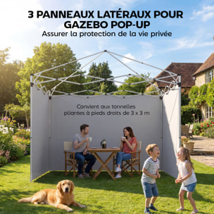 Lot de 3 parois latérales zippées tonnelle barnum 3 x 3 m blanc