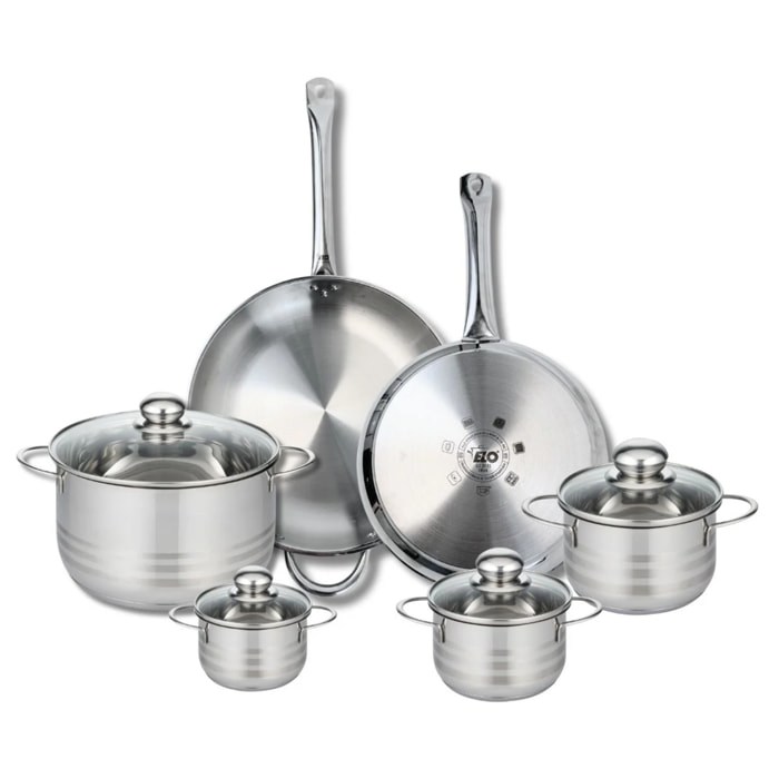 Ensemble de 2 Poêles de cuisson 28 et 32 cm et 4 faitouts 12, 14, 16 et 24 cm Elo Profi Brillant
