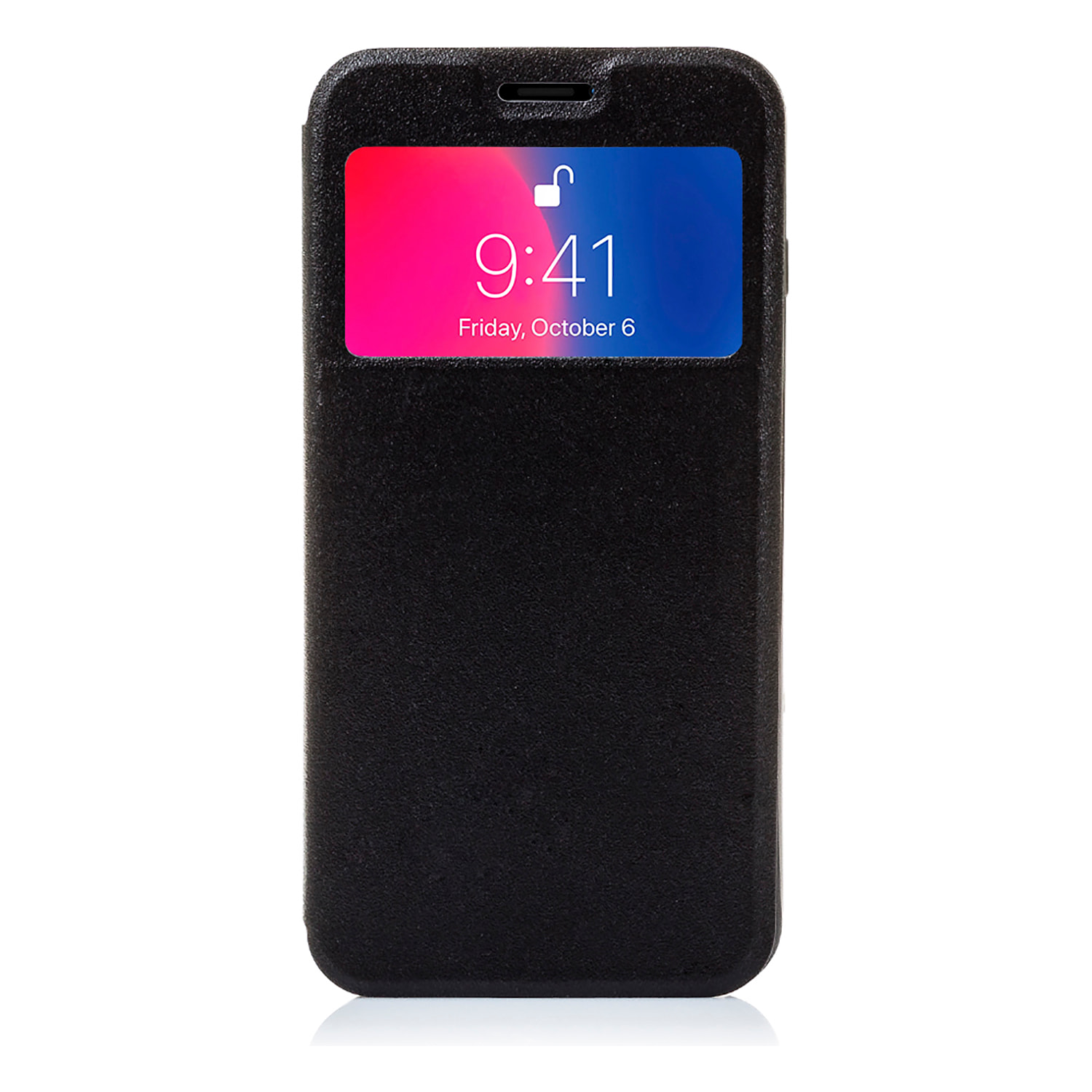 DAM CUSTODIA A LIBRO CON CHIUSURA MAGNETICA A FINESTRA IPHONE X 7x2x14 Cm. Colore nero