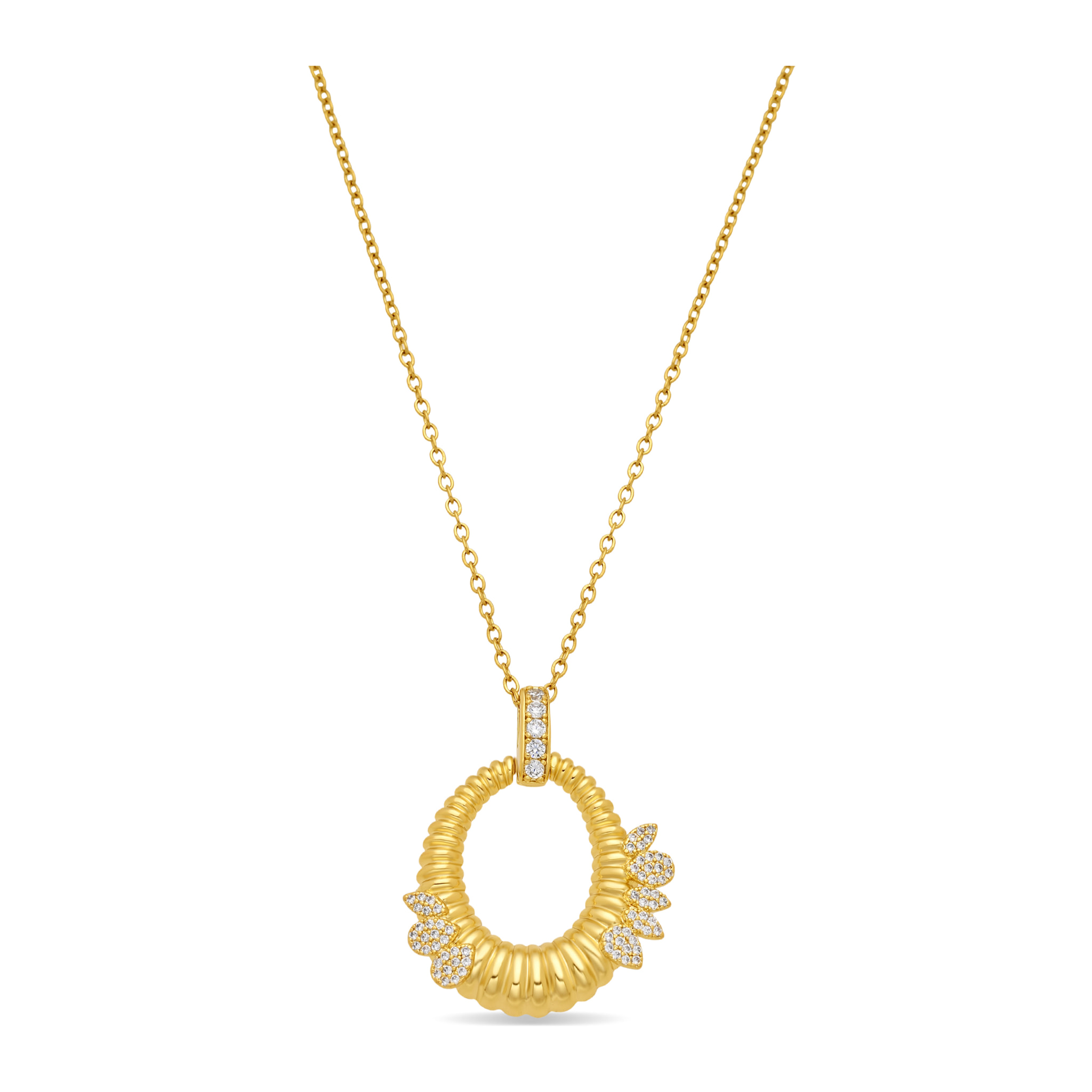 Collar de Aleación de Metal y Circonita Brillante acabado en oro amarillo de 18k