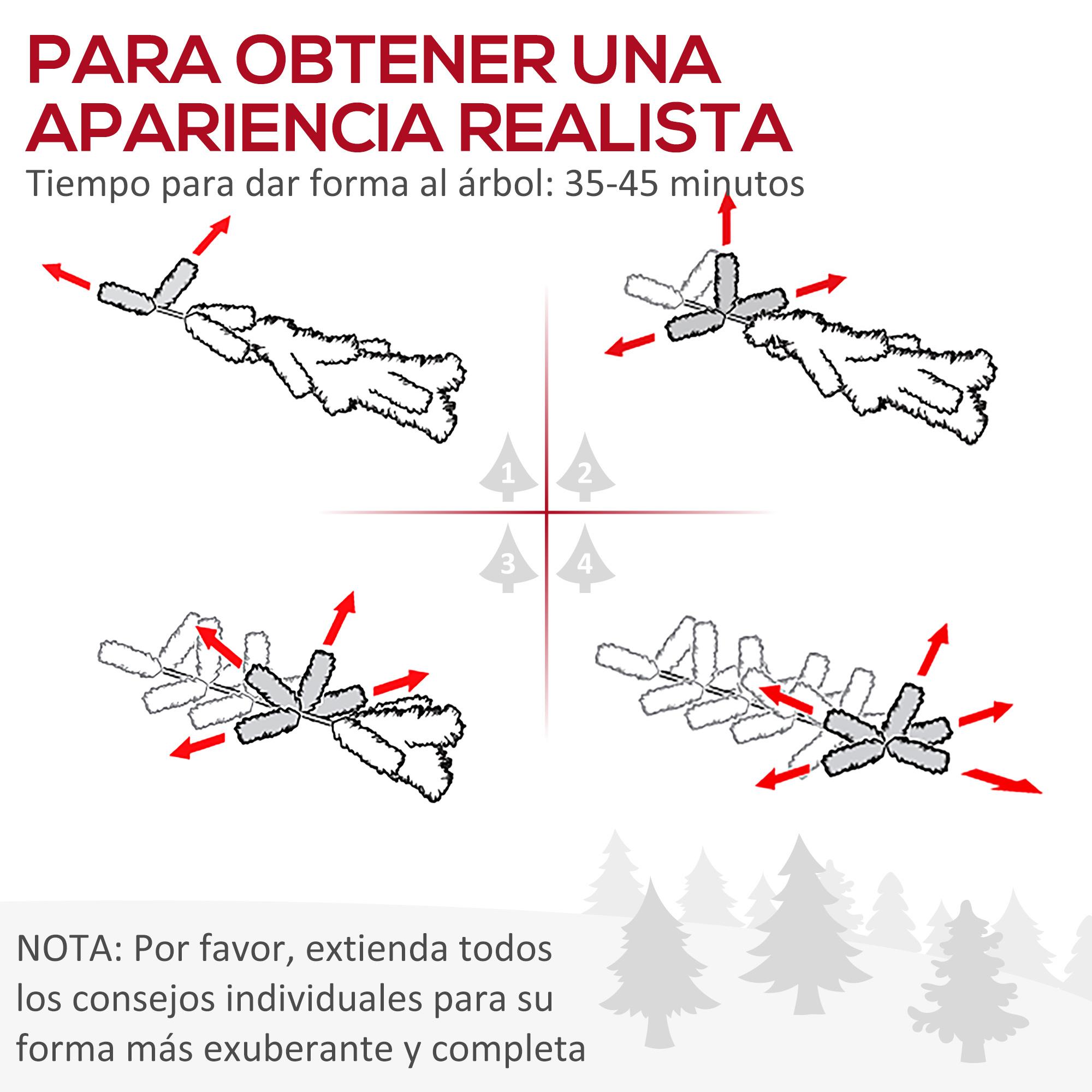 HOMCOM Árbol de Navidad Artificial Altura 180 cm Ignífugo con 618 Ramas 300 Luces LED IP20 Hojas de PVC Apertura Automática Base Plegable y Soporte Metálico Decoración Navideña para Interiores Rosa