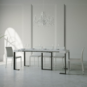 Consola extensible 90x40/300 cm Sintesi Fresno Blanco estructura Antracita