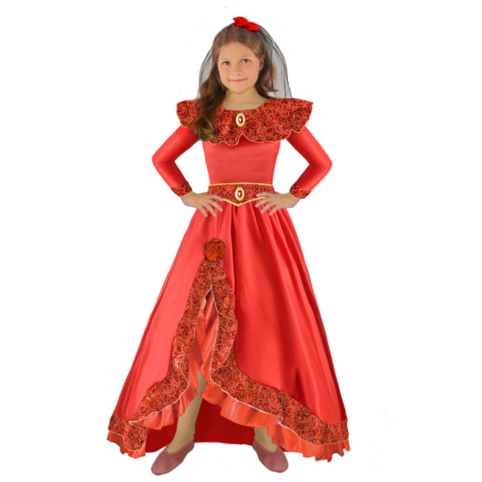 Abito Costume Carnevale Principessa Di Spagna Rosso Bambina