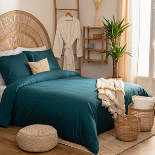 Parure de lit - percale - bleu - 220x240 cm