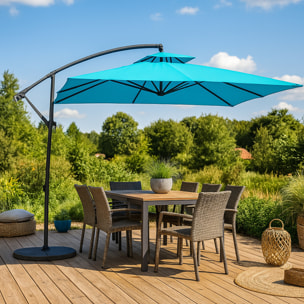 Parasol déporté rond bleu CORTO