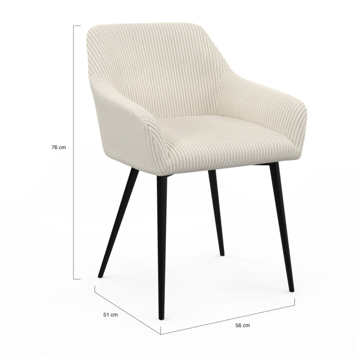 Chaises Jenny en velours côtelé et pieds métal