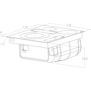 Plaque induction aspirante ELICA NIKOLATESLA FIT 3Z PRO 72 recyclage