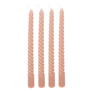 4 bougie-bâtons "Twist many" rose 180g