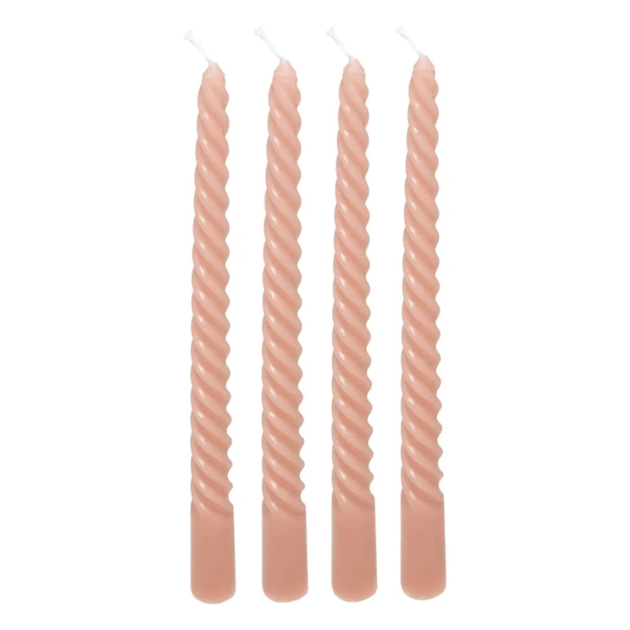 4 bougie-bâtons "Twist many" rose 180g