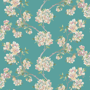 Tissu enduit imprimé prunus - Vert clair