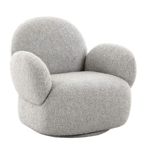 Javier - fauteuil pivotant - en tissu bouclette - Gris clair