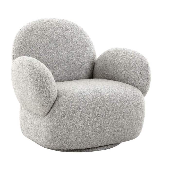 Javier - fauteuil pivotant - en tissu bouclette - Gris clair