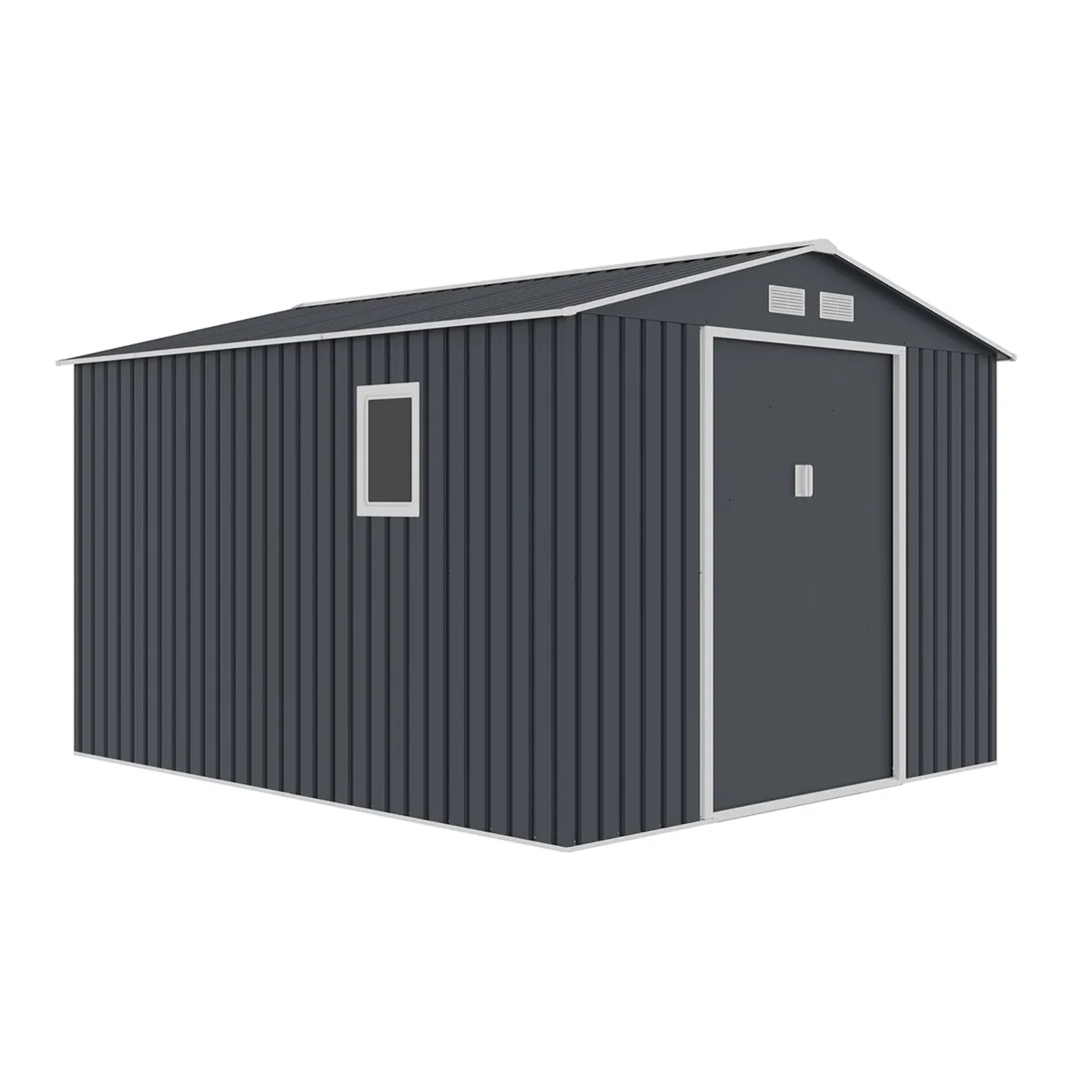 Abri de jardin métal anthracite 8,25 m² + kit d'ancrage