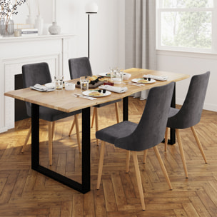 Table rectangulaire 8 personnes en bois d'acacia et métal  200 cm - Joko