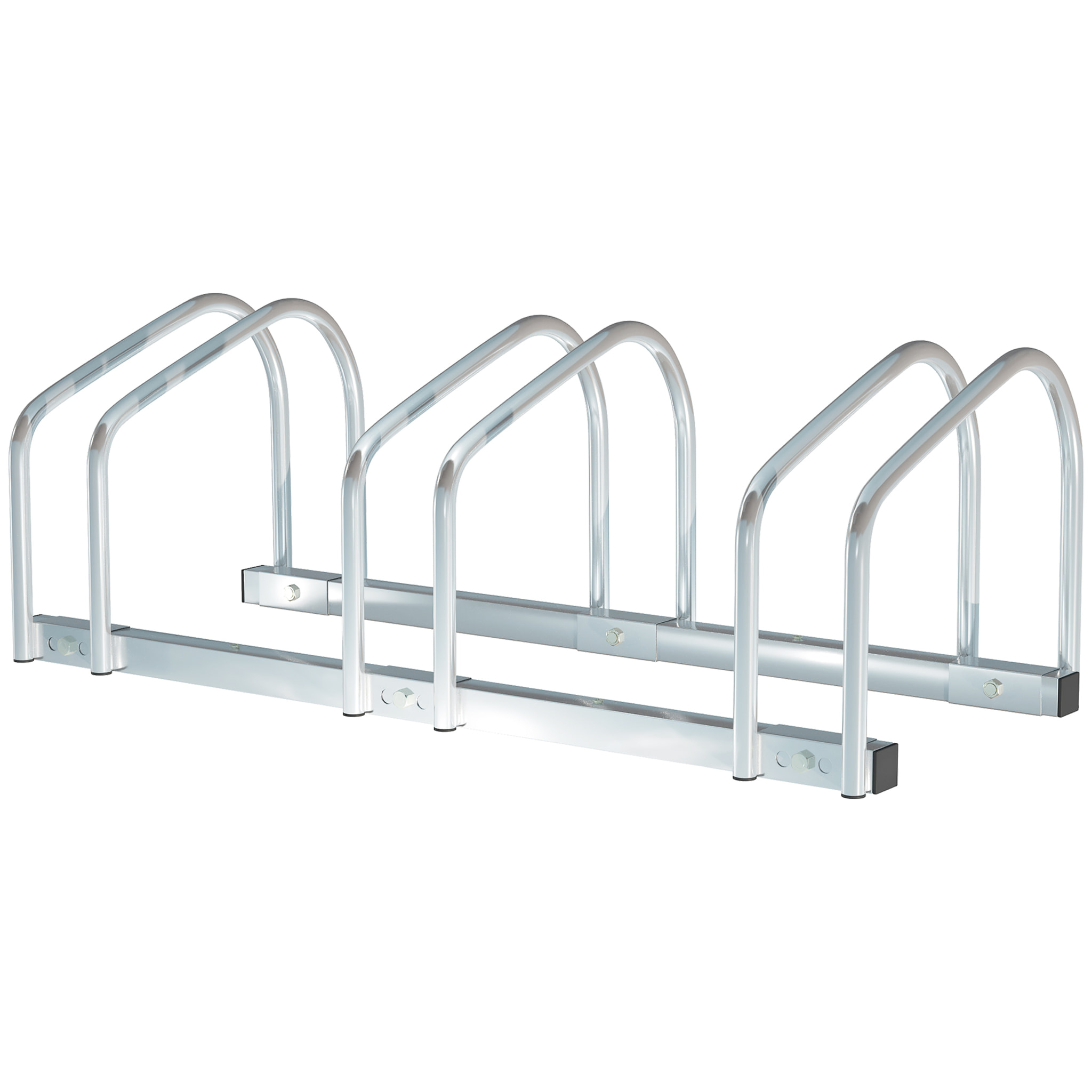 Aparcamiento para 3 Bicicletas Soporte de Acero para Aparcar Bicicletas en el Suelo o Pared Estacionamiento para Interior y Exterior 76x33x27 cm Plata