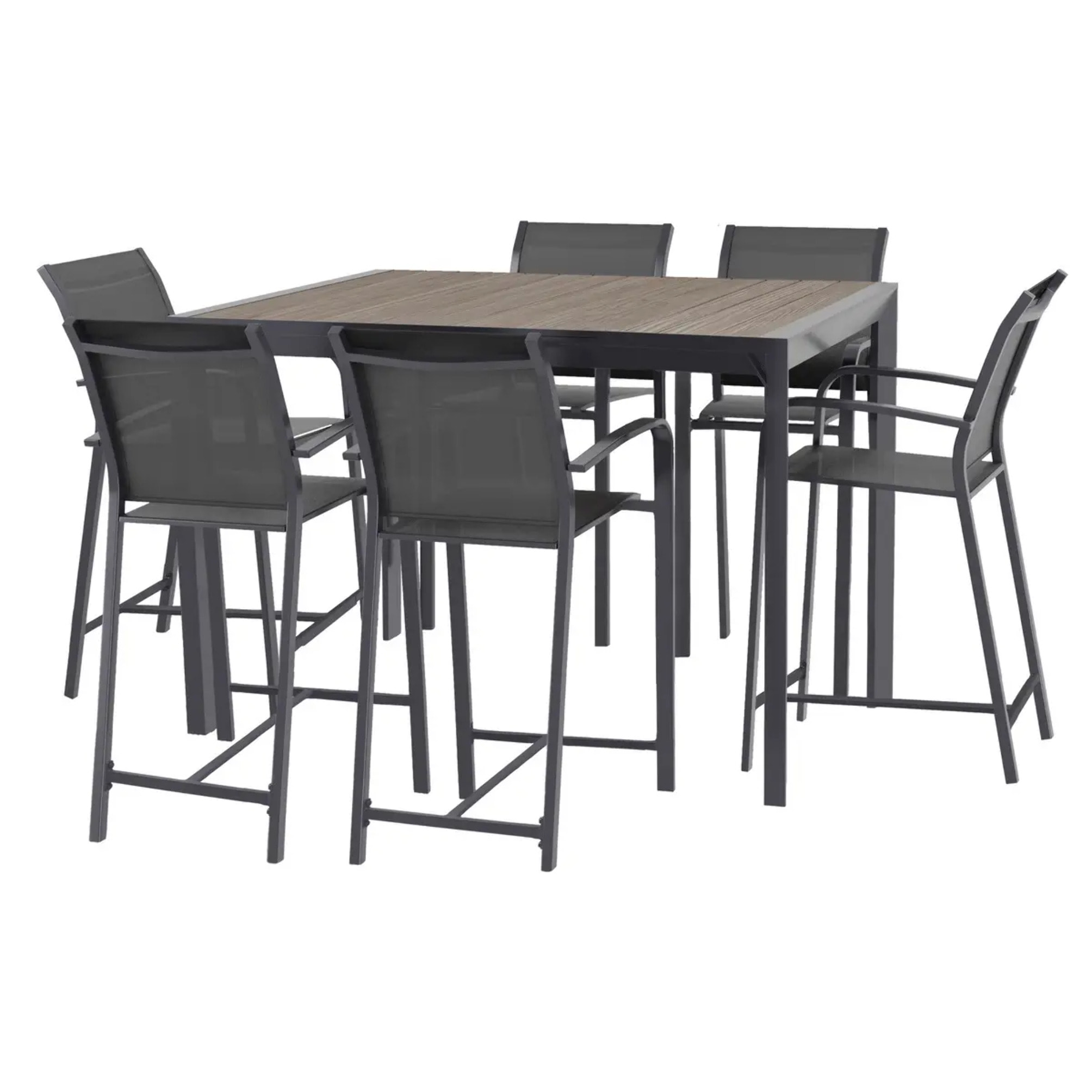 Table haute extensible de jardin Évasion Seigle effet bois & Graphite