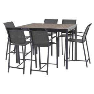 Table haute extensible de jardin Évasion Seigle effet bois & Graphite