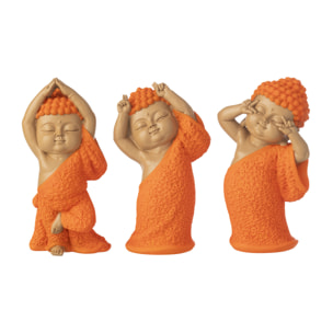 J-Line Moine Amusant décoratif - polyrésine - orange - 3 pièces