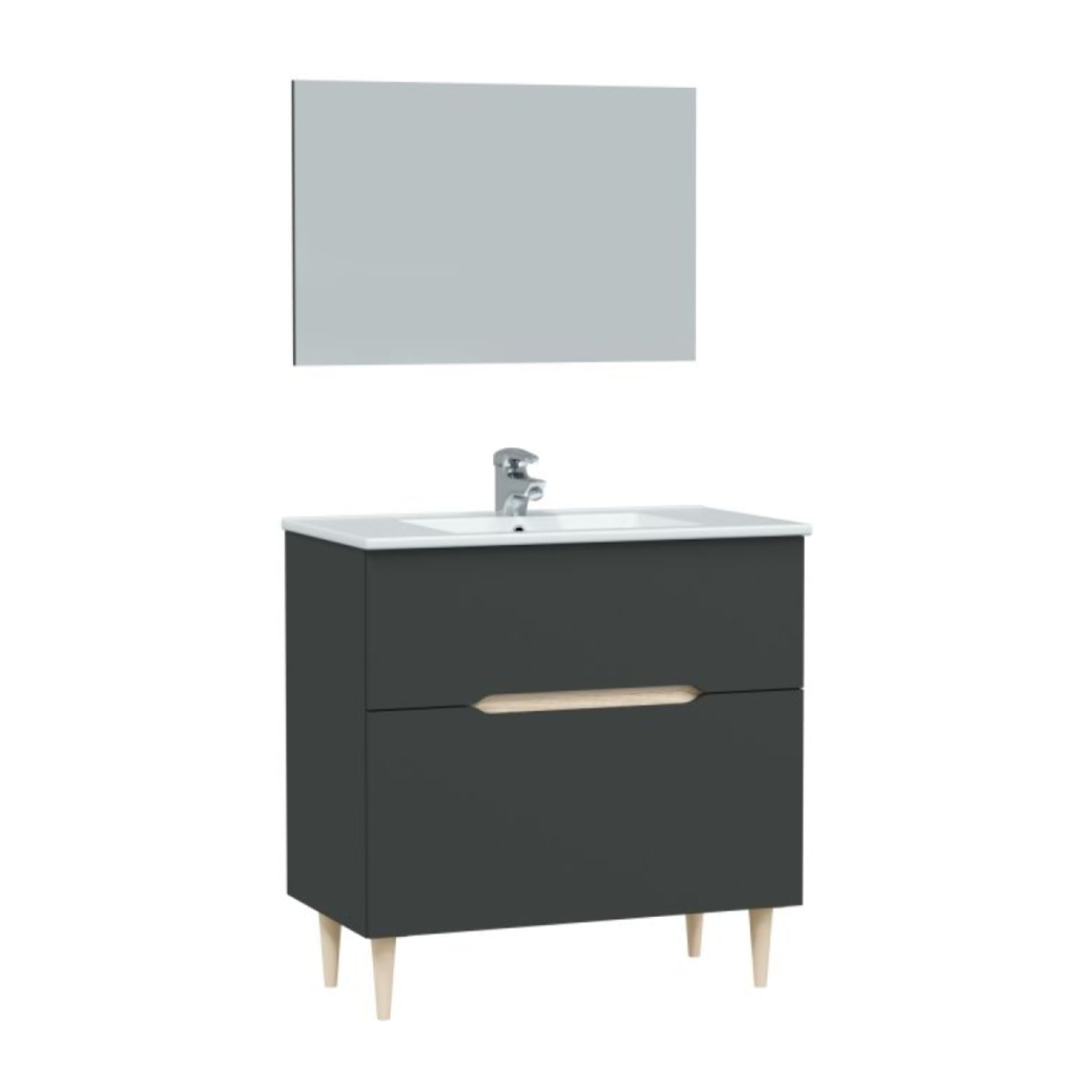 Mueble de baño Lotto 80 Antracita - Roble