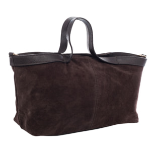Bassignana Bolso Tote Mujer. Piel auténtica Gamuza con detalles Dollaro.