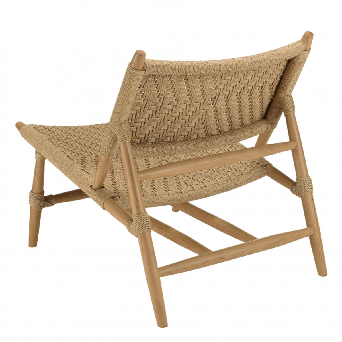 VALERIA - Lot de 2 fauteuils lounge jardin teck rotin synthétique relief